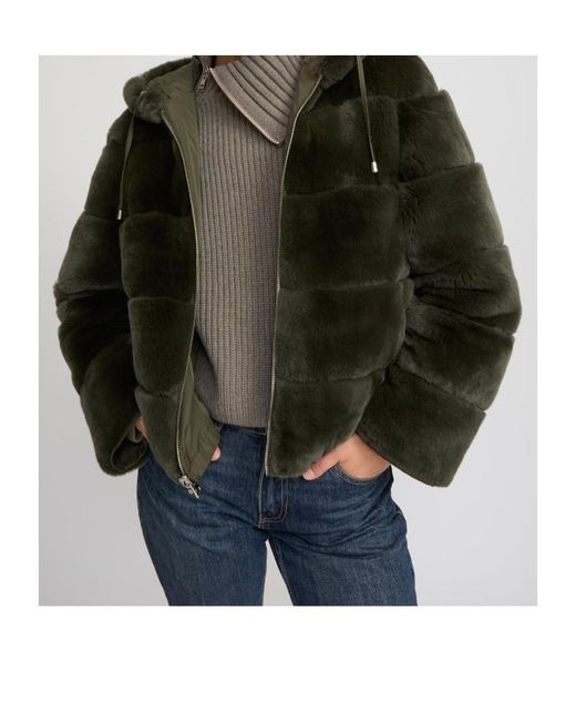 Yves Salomon Green Reversible Hooded Jacket