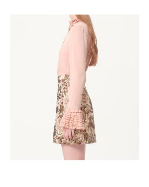 Valentino Pink Georgette Ruffled Button-Up Shirt