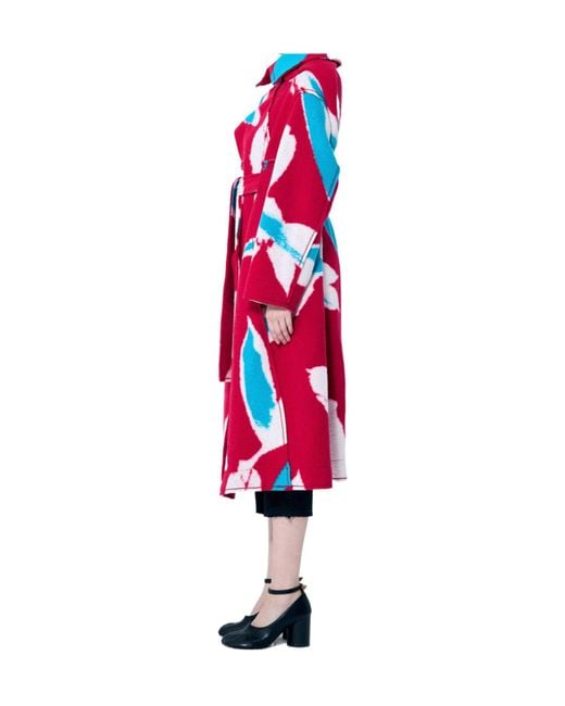 Issey Miyake Red Vigor Graphic Belted Coat