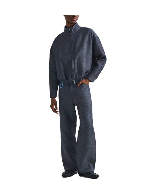 Fendi Blue Stand Collar Zip-Up Jacket for men