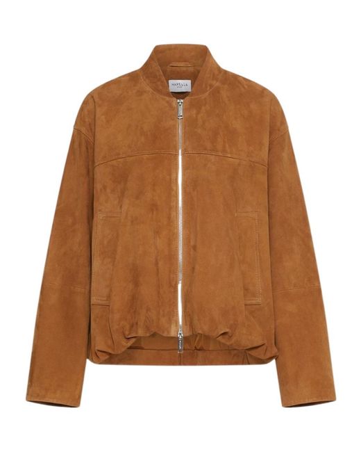 Marella Brown Suede Blouson Jacket
