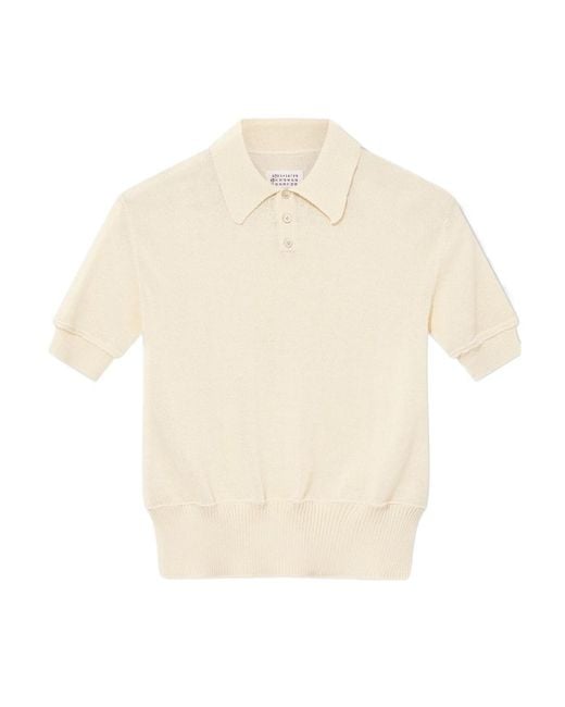 Maison Margiela White Knit Polo Shirt for men
