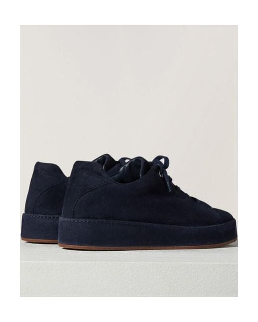 Loro Piana Blue Strap-Up Casual Sneakers