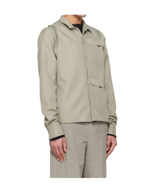 HELIOT EMIL Gray Sinew Collared Shirt for men