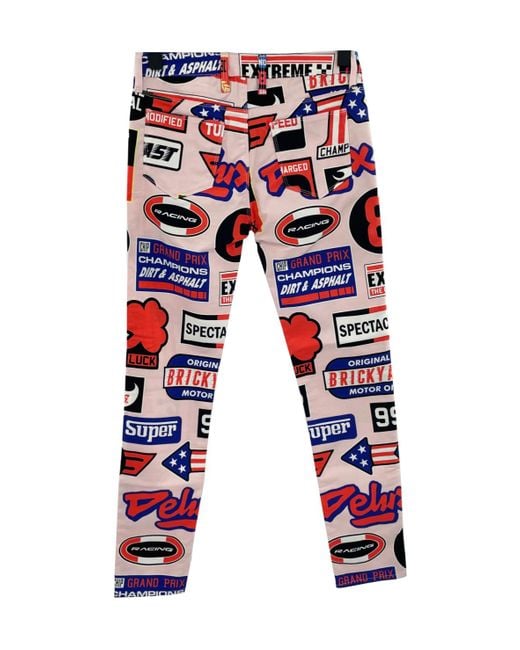 Moschino Red Printed Denim Trousers