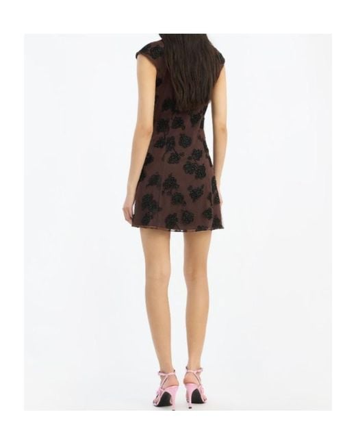 ROTATE BIRGER CHRISTENSEN Black Floral-Motif Mini Dress