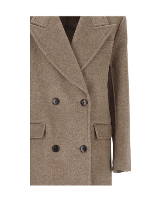 Tory Burch Natural Double Breasted Wool Coat