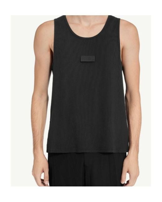 MM6 by Maison Margiela Black Logo-Patch Tank Top for men