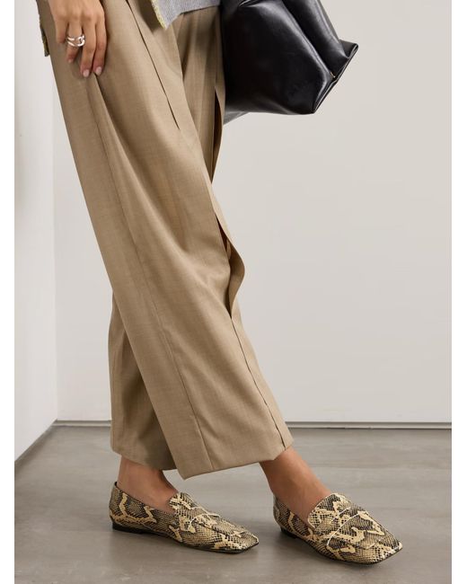 Aeyde Brown Tom Imitation Snake-Pattern Loafers