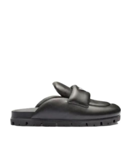 Prada Black Soft Padded Nappa Leather Sabots
