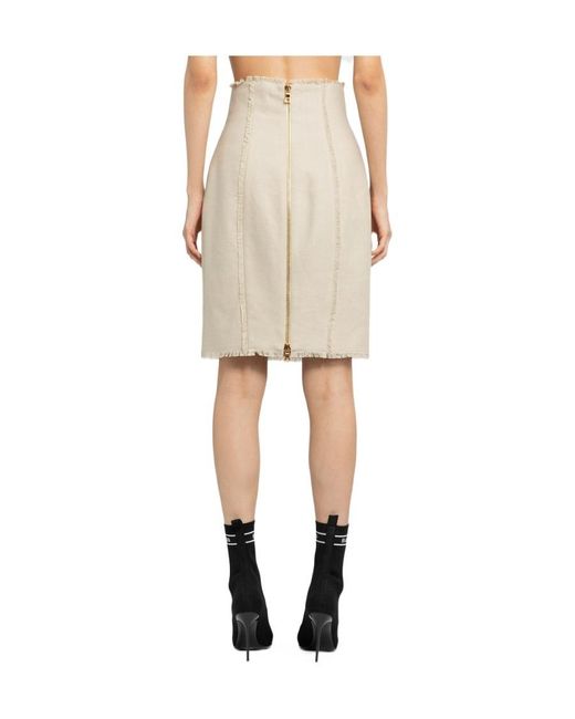 Balmain White High-Waist Button-Detailed Midi Skirt