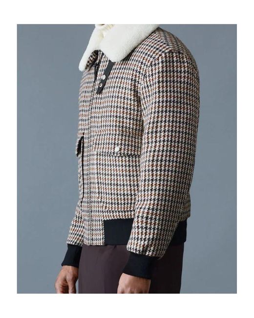 Mackage Black Houndstooth-Pattern Shearling-Collar Jacket for men