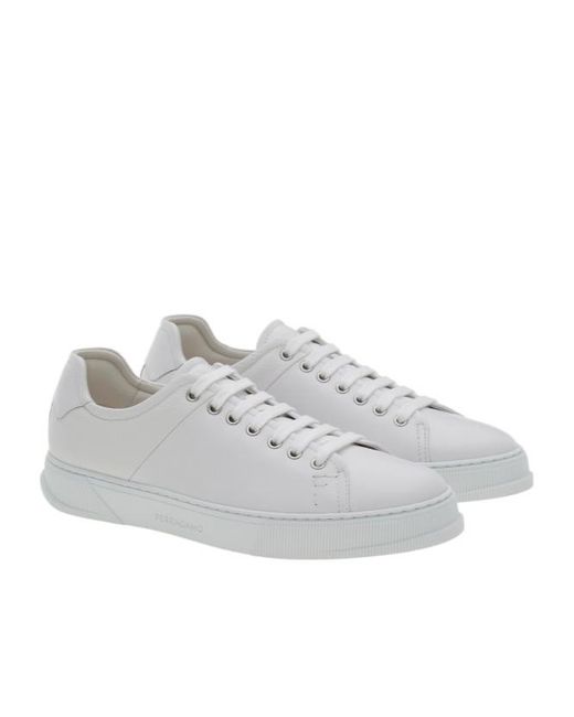 Ferragamo White Round Head Low-Cut Casual Shoes for men
