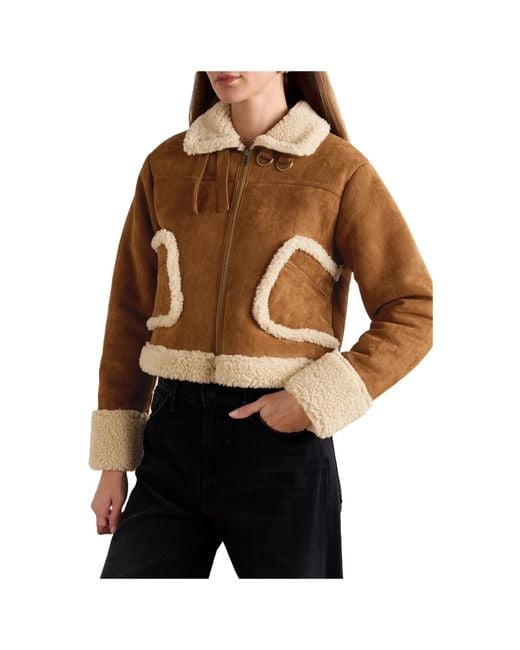 Mother Brown Cropped Fleece Jacket