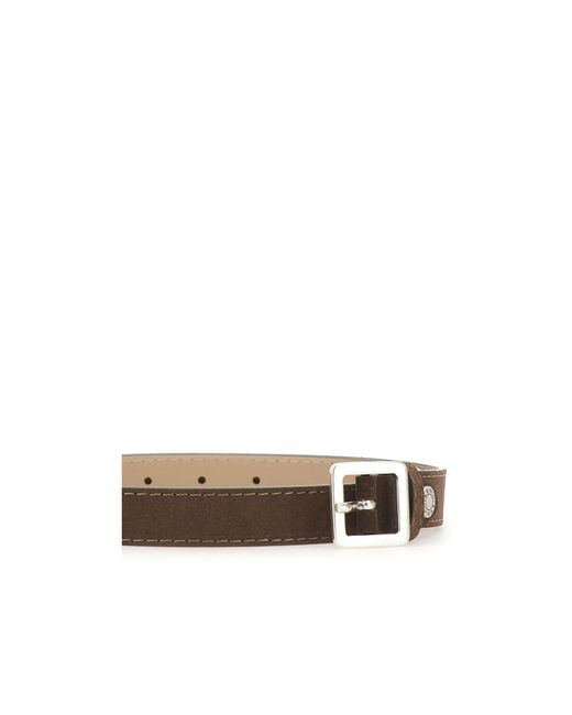 Gianni Chiarini White Contrast Stitch Suede Belt