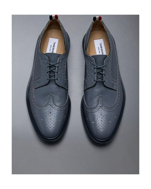 Thom Browne Blue Almond-Toe Leather Brogues for men