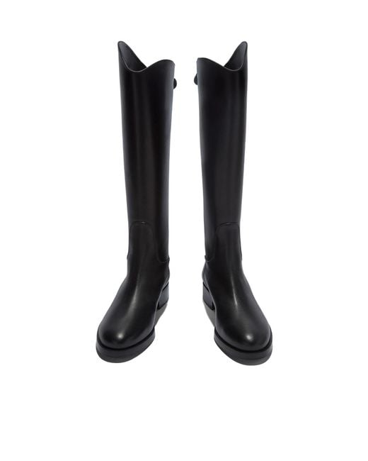 Aeyde Black Solid Color Knee High Boots