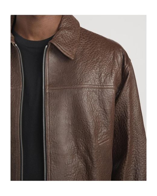 FRAME Brown Zip Leather Jacket for men