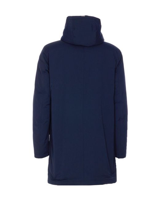 Herno Blue Hooded Padded Coat for men
