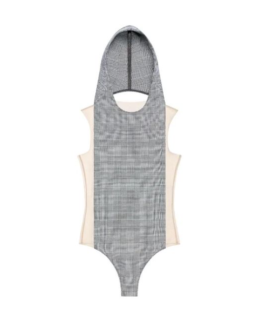 Courreges Gray Illusion Hooded Bodysuit