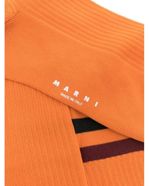 Marni Orange Striped Ankle Socks