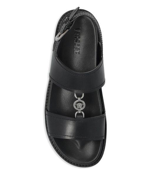 Versace Black Medusa-Plaque Sandals for men
