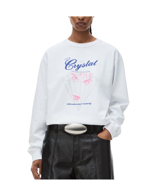 Alexander Wang White Long-Sleeved T-Shirt With Round Neck