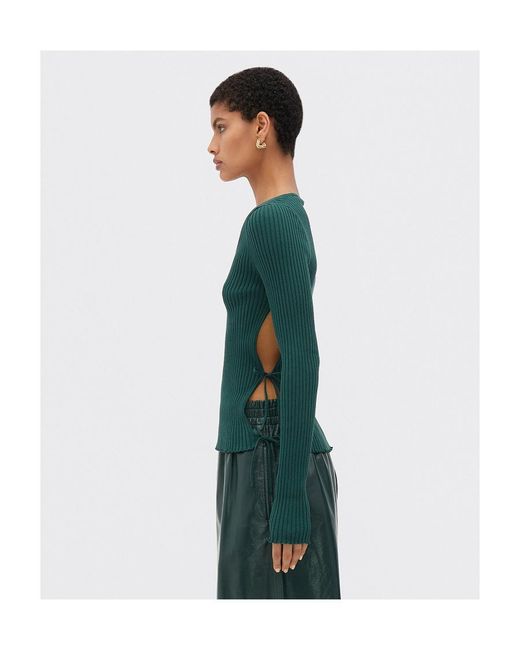 Bottega Veneta Green V-Neck Ribbed Jumper