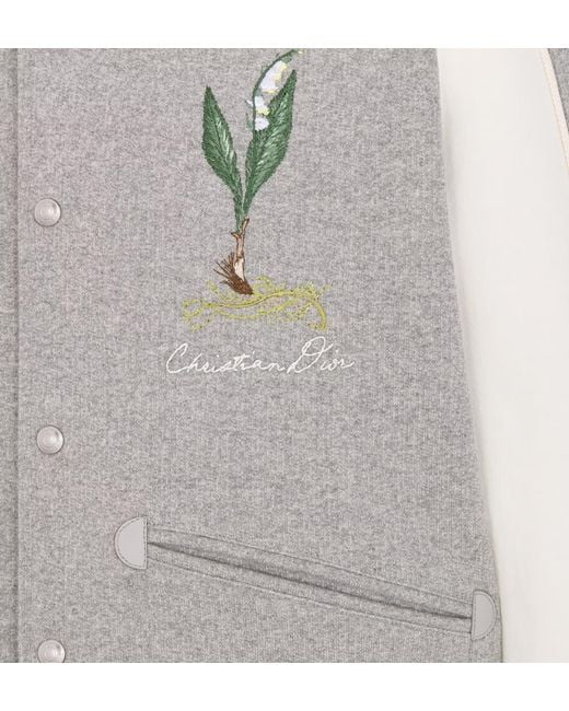 Dior Gray Lily Of The Valley Varsity Jacket for men