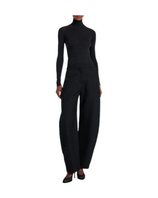 Alaïa Black Wool Barrel-Leg Pants