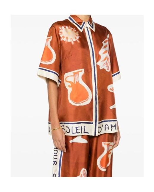 ALÉMAIS Orange Soleil Damour Graphic-Print Shirt