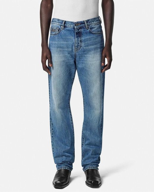 Versace Blue Medusa Head Jeans for men