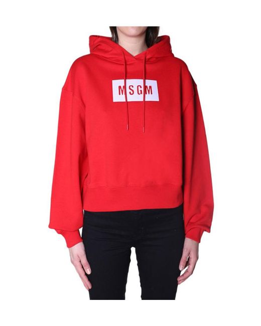 MSGM Red Logo Hooded Sweater