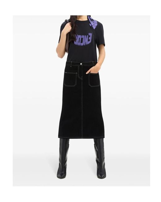 Courreges Black Graphic-Print T-Shirt