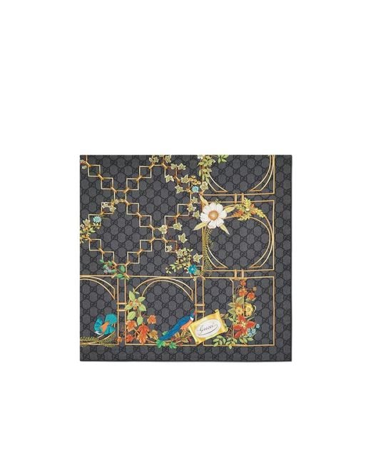 Gucci Gray Floral Print Scarf