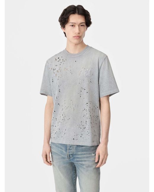 Amiri Gray Ma Shotgun Embroidered T-Shirt for men