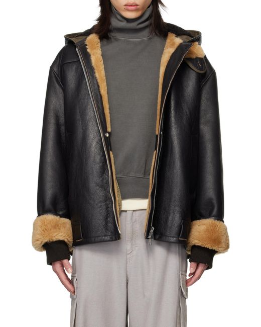 Our Legacy Black Blizzard Hooded Leather Jacket for men