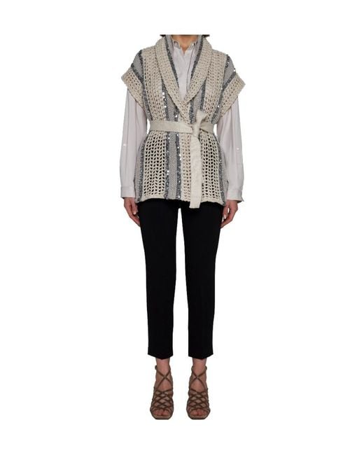 Brunello Cucinelli Multicolor Sequin Embellished Knitted Gilet