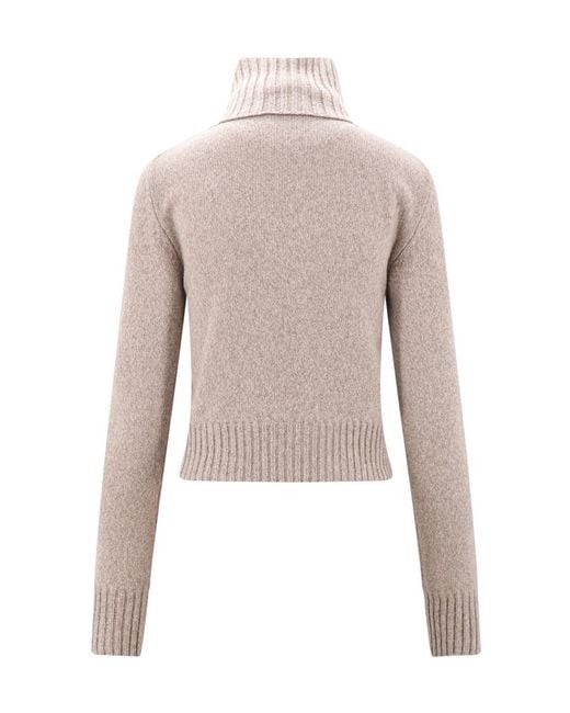 AMI White Ami High-Neck Knitted Jumper