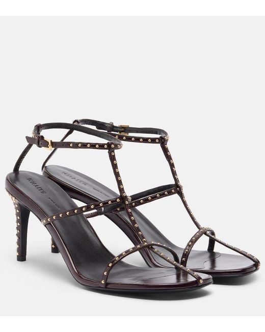 Khaite Black Cage Studded Leather Sandals