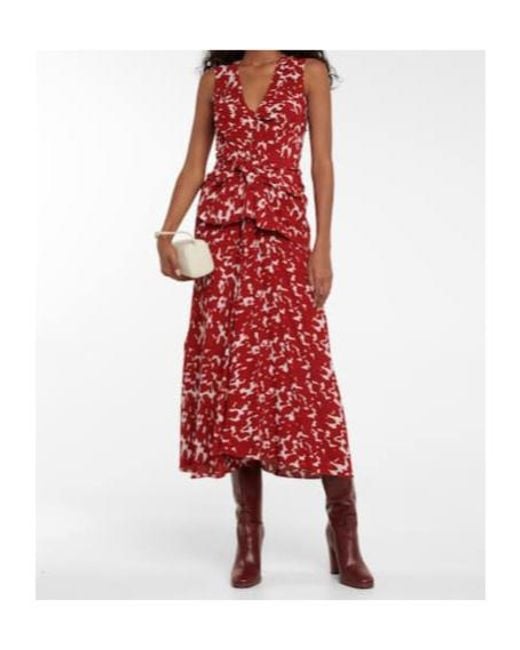 Altuzarra Red Kalliope Crepe Midi Skirt