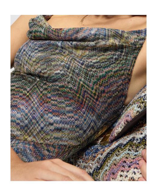 Missoni Gray Zigzag-Knit Cowl-Neck Dress