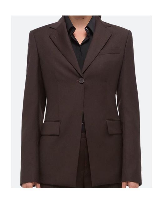 Helmut Lang Brown Single-Button Belted Back Blazer