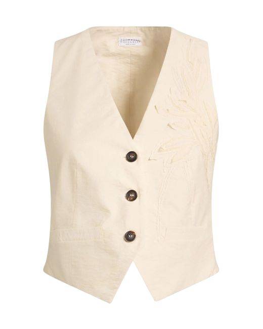 Brunello Cucinelli Natural Single-Breasted Vest