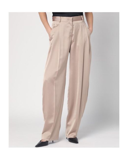 ANDAMANE Natural Pleated Wide-Leg Pants