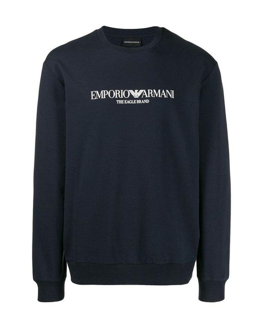 Emporio Armani Black Logo Printed Sweatshirt for men