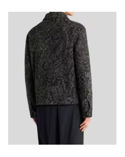 Etro Black Wool-Blend Jacquard Bomber Jacket for men