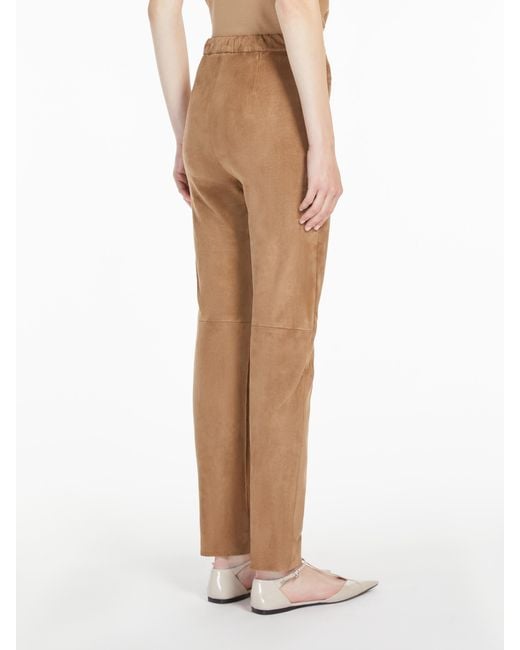 Max Mara Natural Skinny Suede Trousers