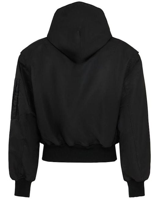Entire studios Black Hooded Broad Bomber Jacket for men