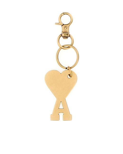 AMI Metallic Logo-Charm Polished Finished Keyring for men